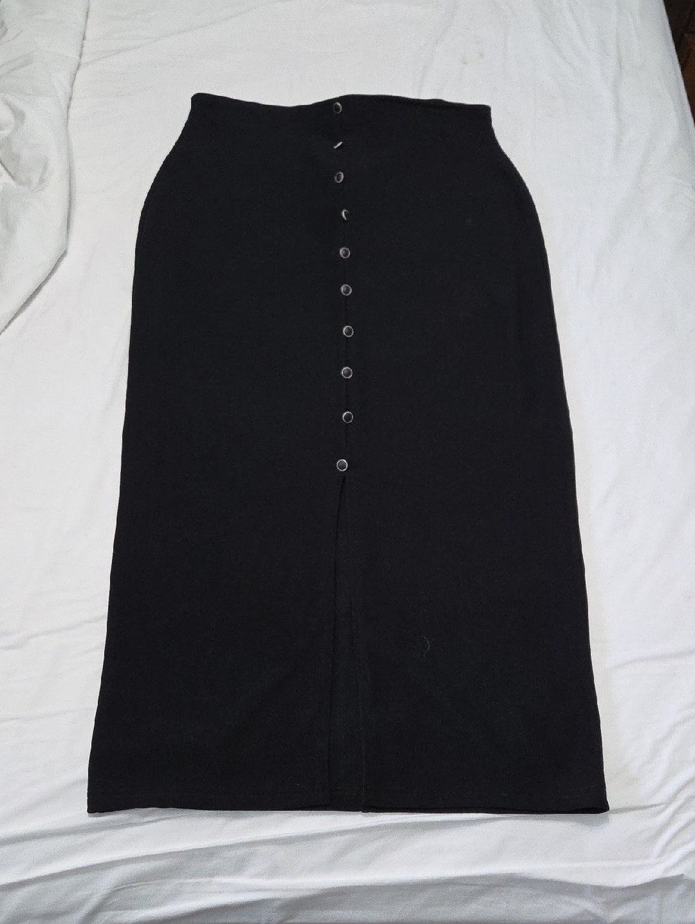 Vintage Black Button-Front Pencil Skirt